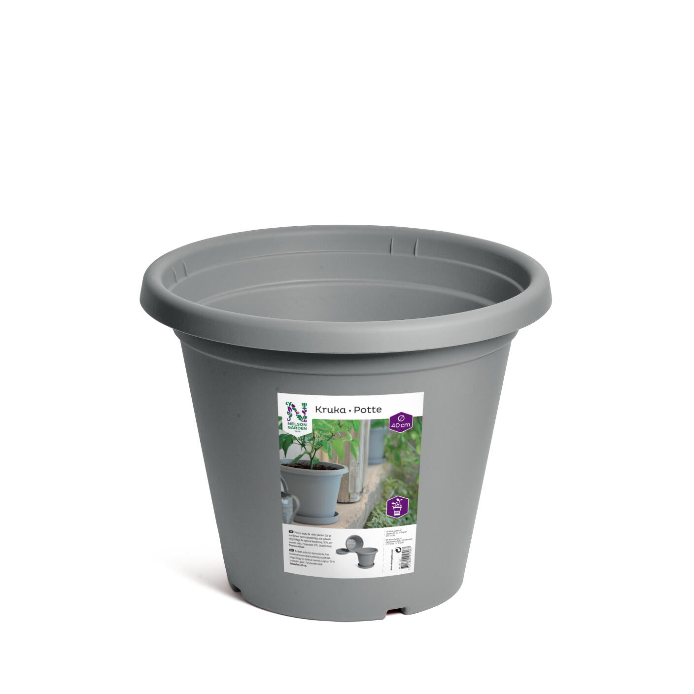 Kruka 40cm grå