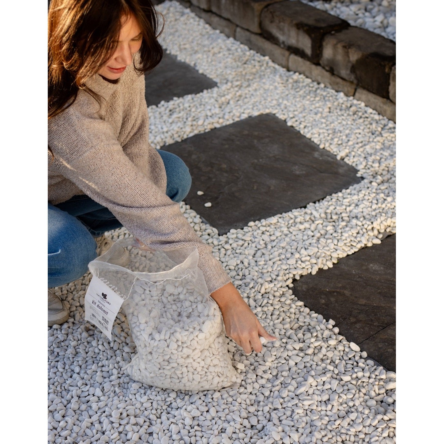 Dekorsten Vit Dolomit 10-20mm, 500kg, 50st, Halvpall