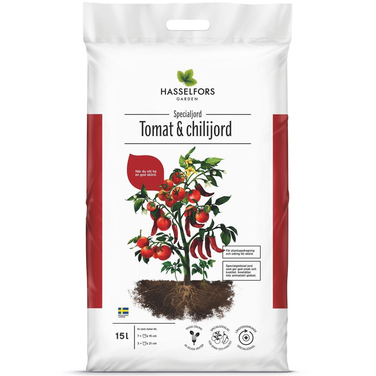 Hasselfors tomat & Chillijord, 15 liter, 51st, Halvpall