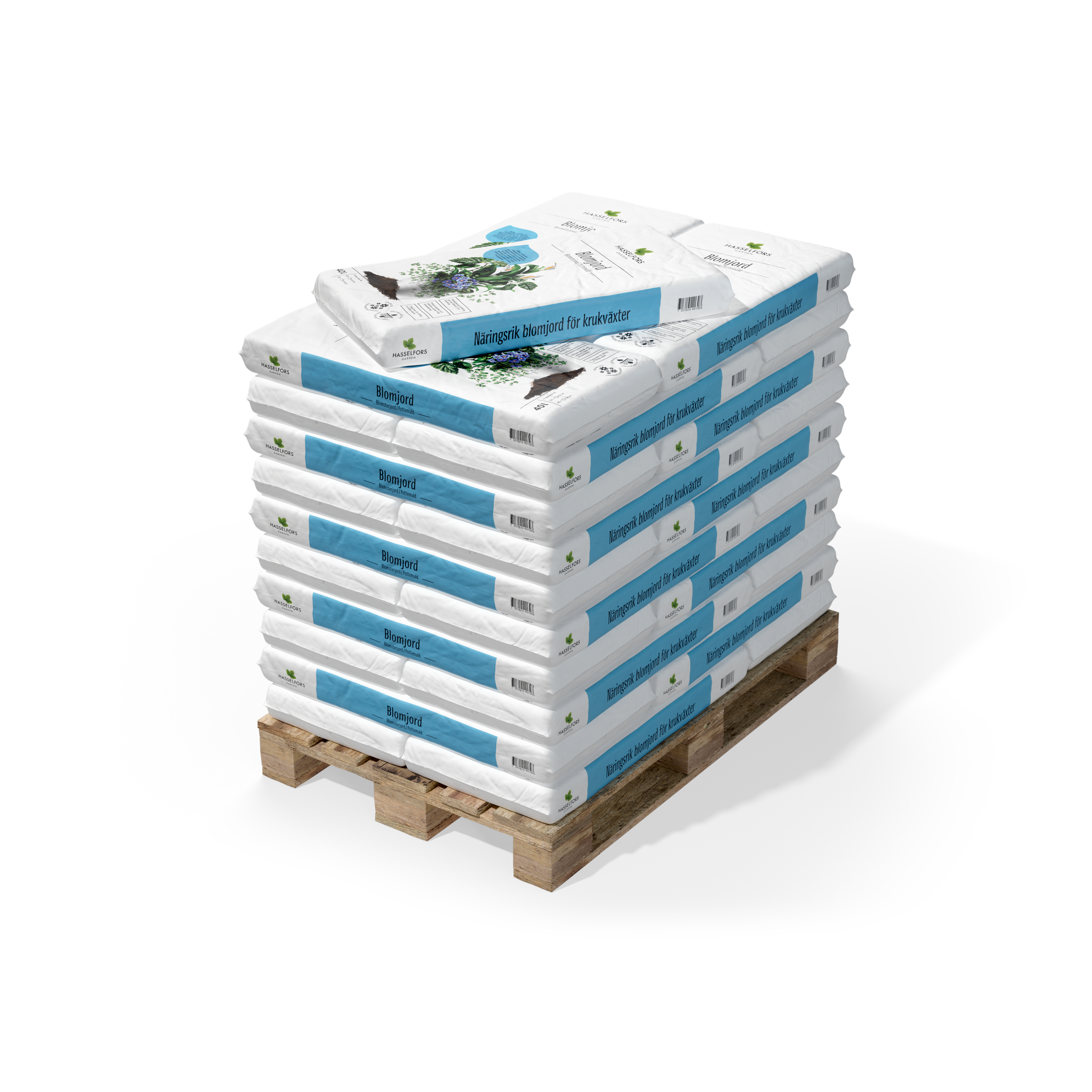 Hasselfors blomjord, 10 liter, 66st, Halvpall