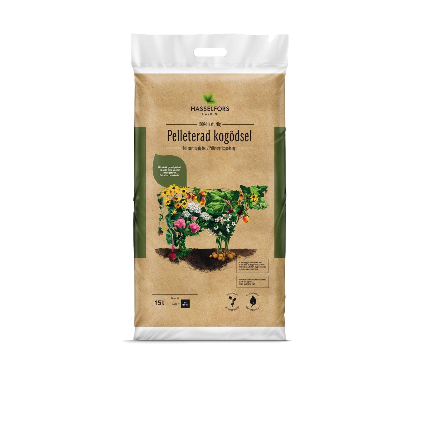 Hasselfors kogödsel pelleterad, 15 liter, 36st, Halvpall