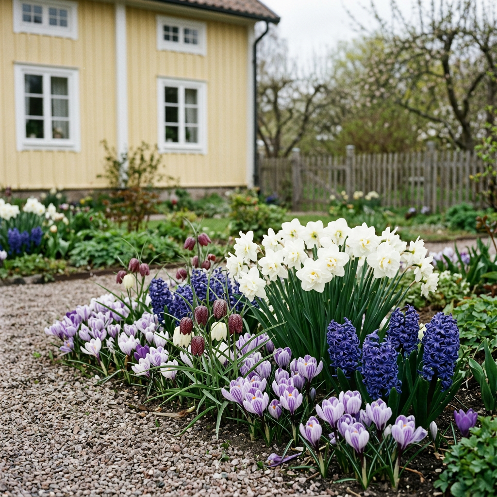 Mormors doftande rabatt – AI-inspiration med ingående blommor i tidstypisk miljö