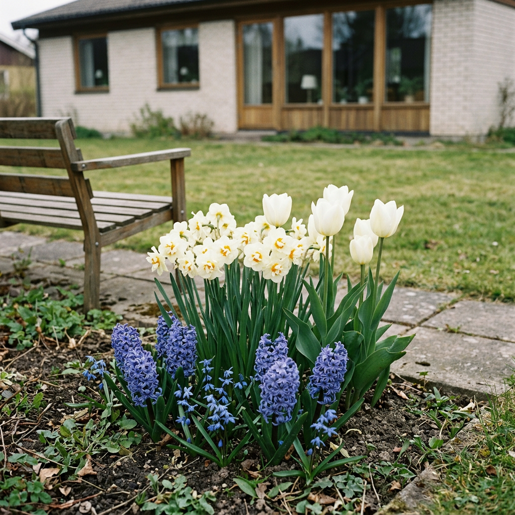 Mormors sextiotalsvilla – AI-inspiration med ingående blommor i tidstypisk miljö