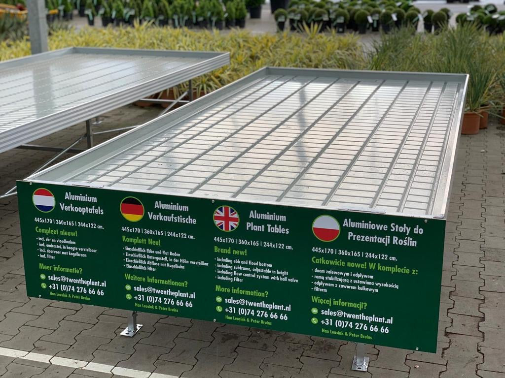 Försäljnings- och presentationsbord i aluminium (Stort) 445 x 170 cm
