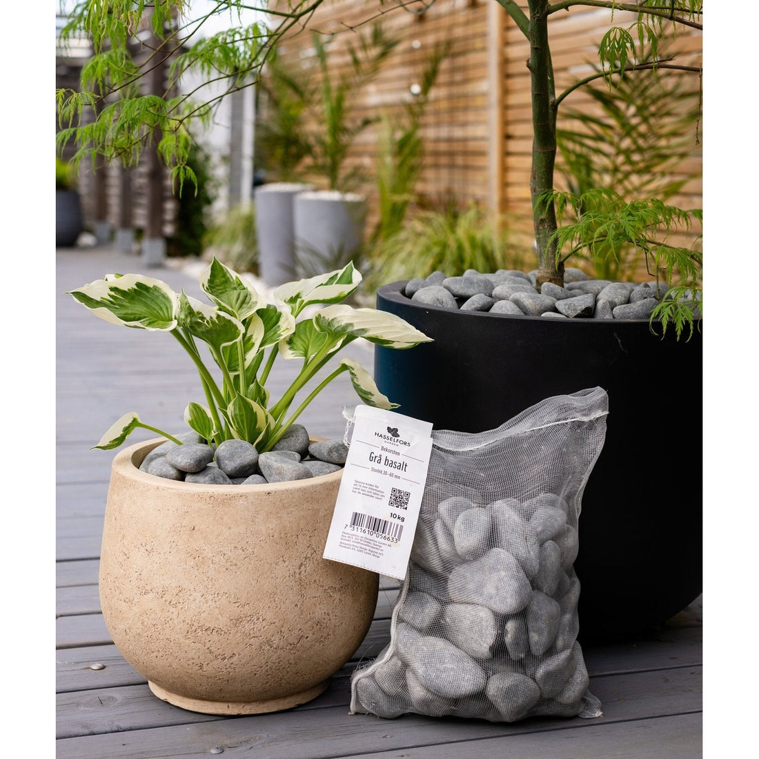 Dekorsten Grå basalt 30-60mm, 500kg, 50st, Halvpall