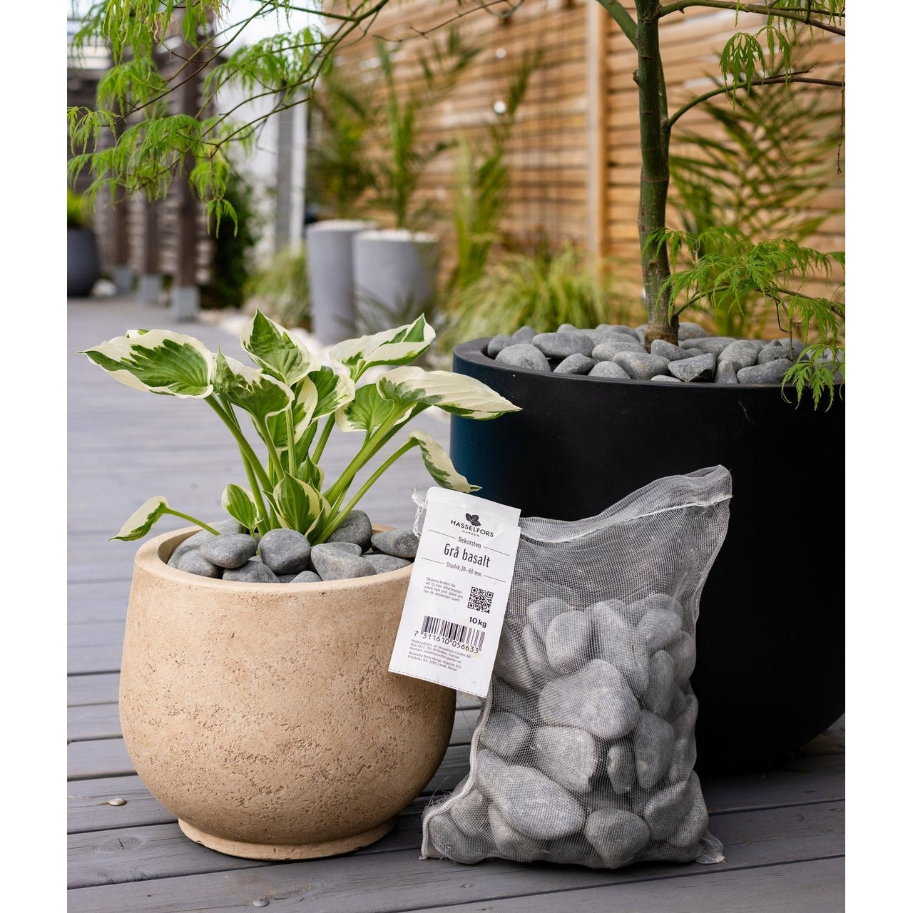 Dekorsten Grå basalt 30-60mm, 500kg, 50st, Halvpall