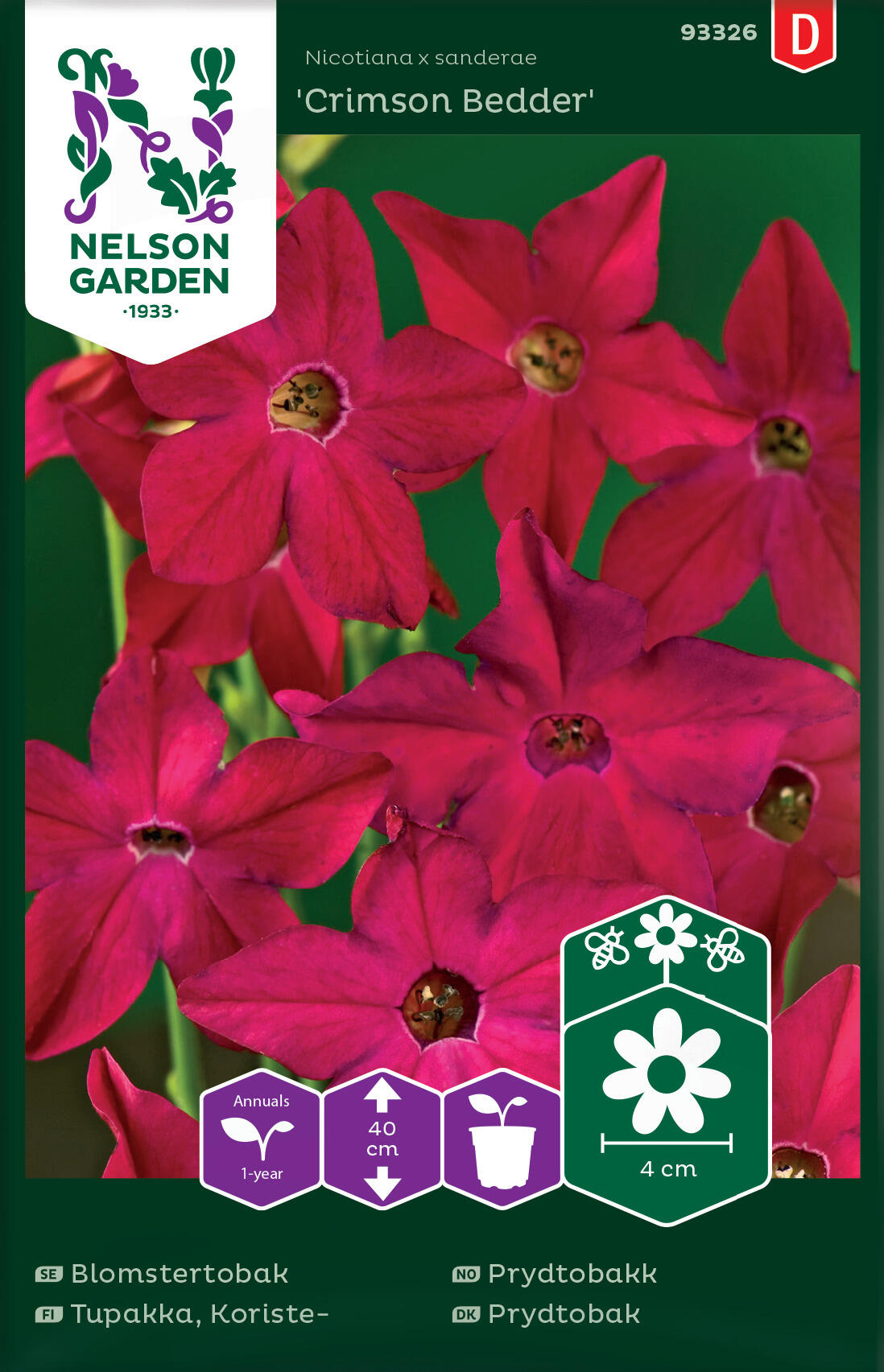 Blomstertobak Crismson Bedder röd
