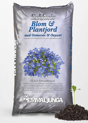 Emmaljunga eksklusiv blomstrings- og plantejord med Osmocote 50L - Fuld palle 39 stk - Gratis forsendelse