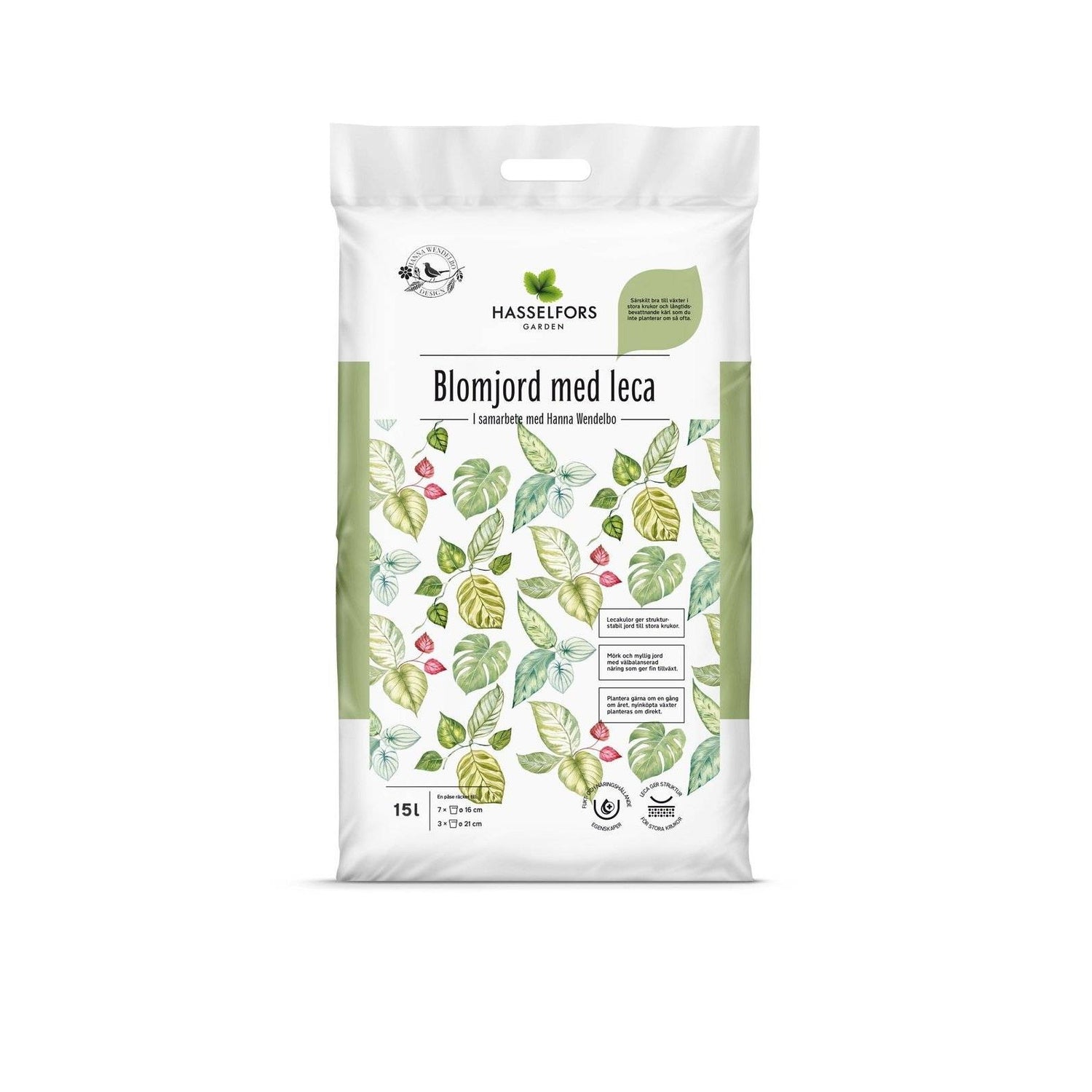 Köp Hasselfors Hanna Wendelbo blomjord med Leca 15 liter, 51st Halvpall - Frakfritt Hasselfors Garden jord