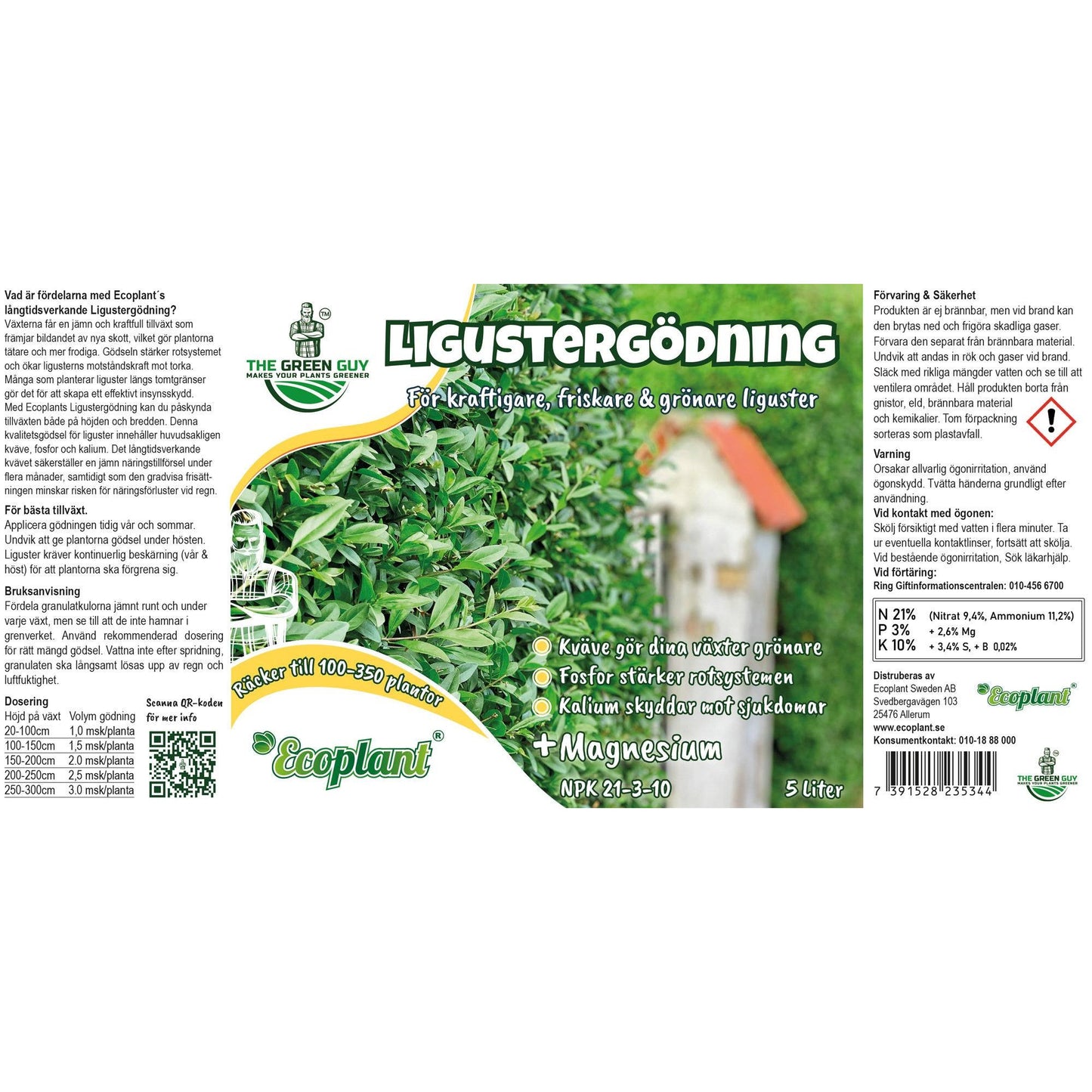 Köp Ligustergödning - 6kg - Fri frakt Ecoplant Sweden AB Gödsel