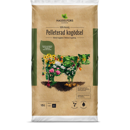 Hasselfors kogödsel pelleterad, 15 liter, 36st, Halvpall