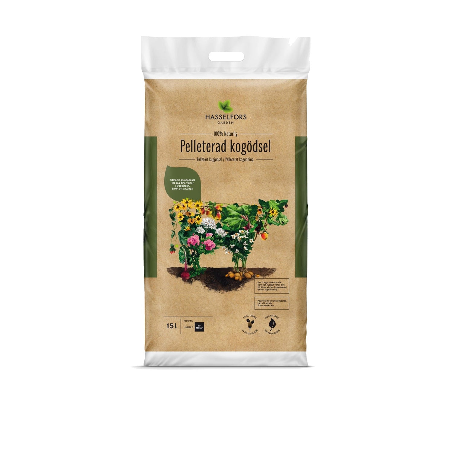 Hasselfors kogödsel pelleterad, 15 liter, 36st, Halvpall