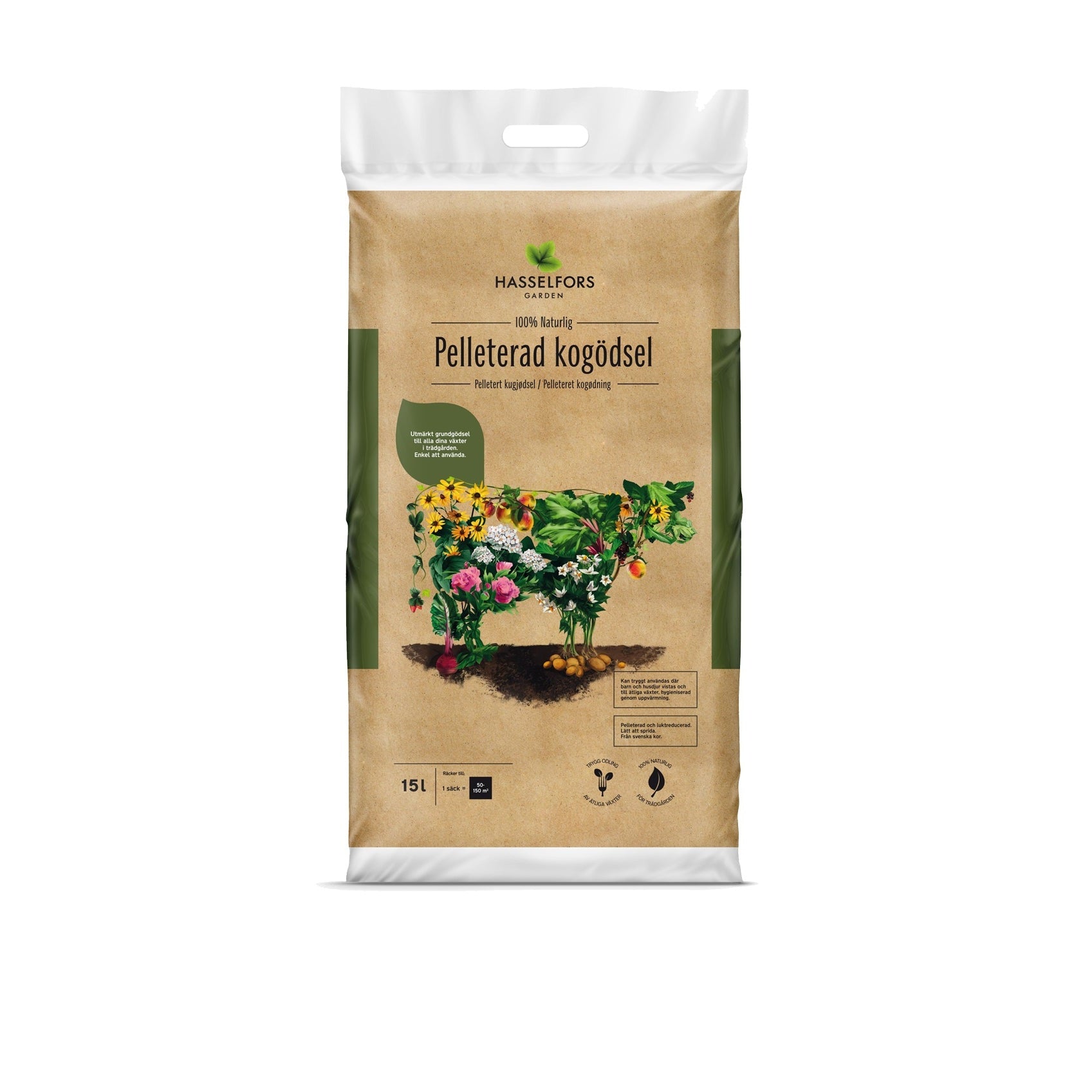 Hasselfors kogödsel pelleterad, 15 liter, 36st, Halvpall