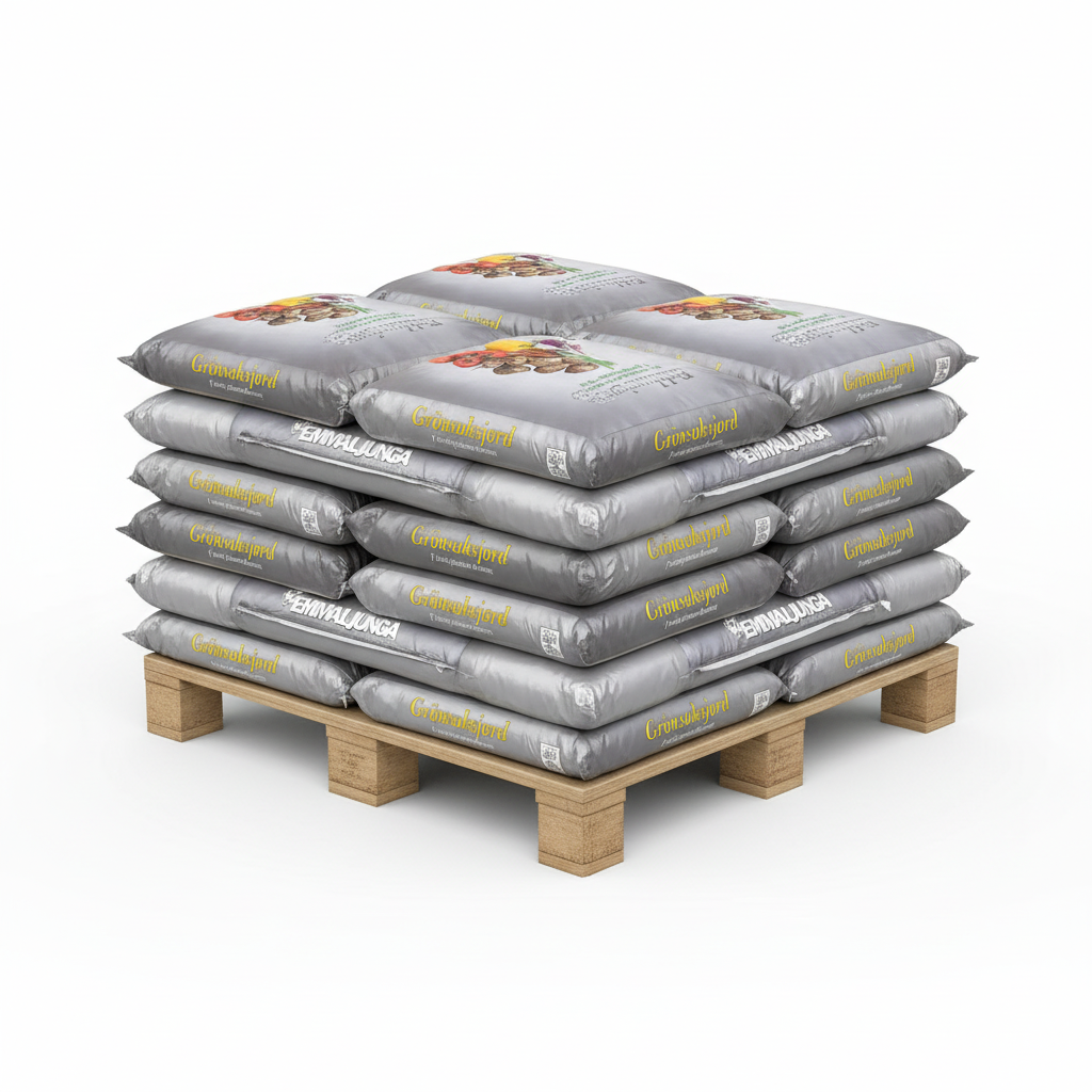 Emmaljunga Exklusiv Grönsaksjord 50L halvpall med 21 säckar - köp grönsaksjord online hos Svedberga"