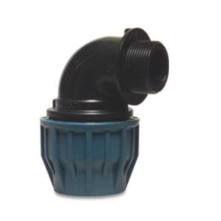 Böj för PE-rör 63mm med Gänga 1,5 inches