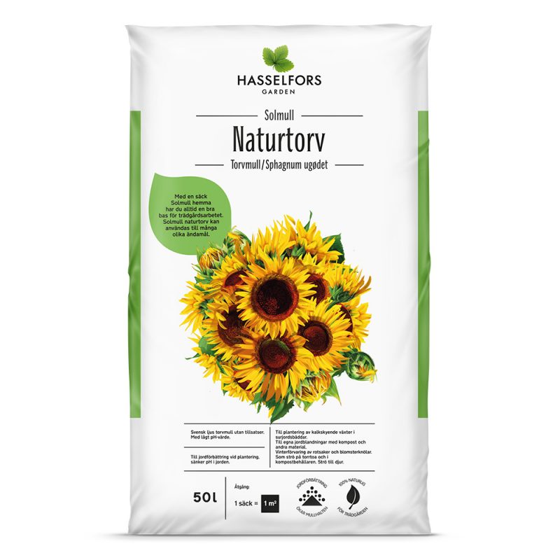Hasselfors solmull naturtorv, 50 liter, 48st, Helpall
