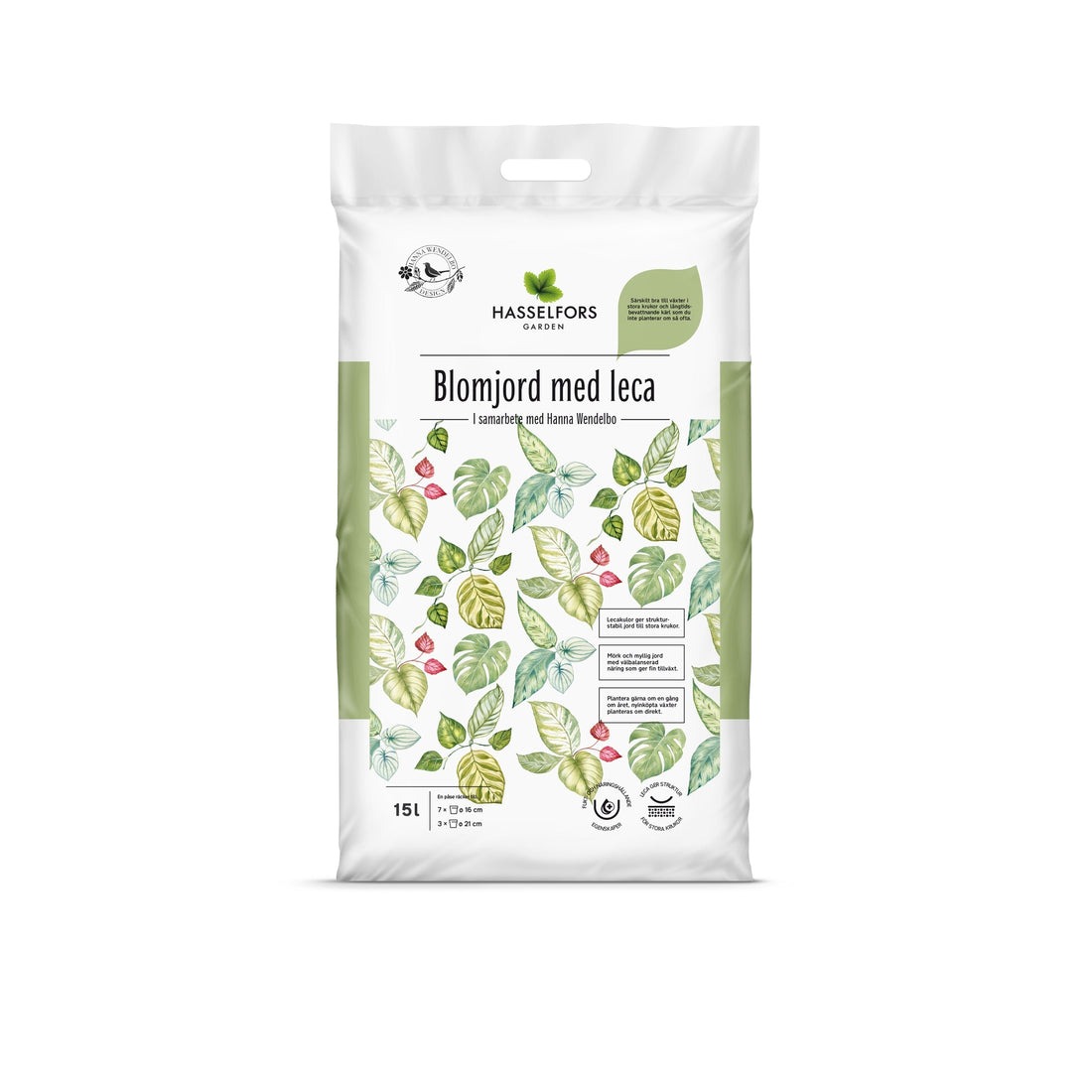 Hasselfors Hanna Wendelbo blomjord med Leca 15 liter, 51st Halvpall