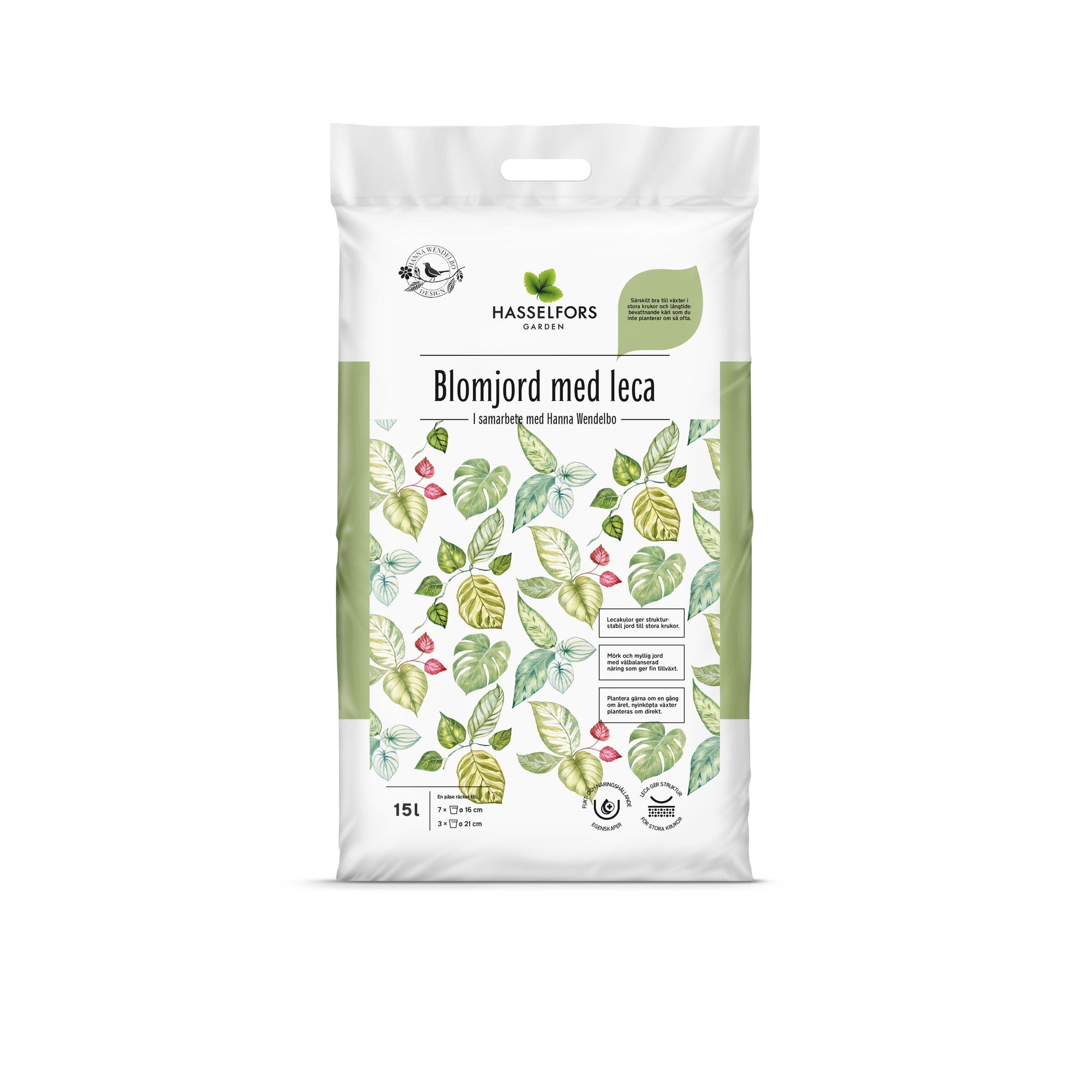 Hasselfors Hanna Wendelbo blomjord med Leca 15 liter, 51st Halvpall