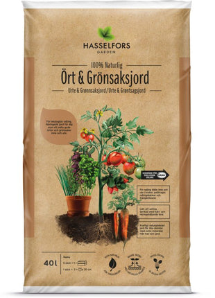 Hasselfors urte- og grøntsagsjord, 40 liter, 48 stk., Helpall