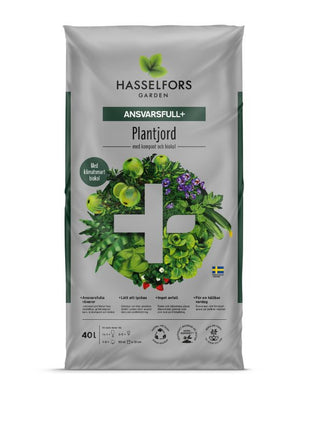 Hasselfors Ansvarsfull + Plantjord m Biokol 40 liter, 51st, Helpall