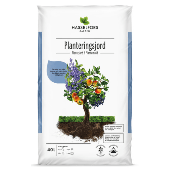 Hasselfors planteringsjord, 40 liter, 54st, Helpall