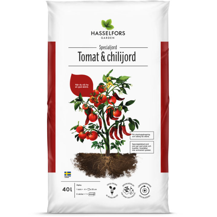 Hasselfors tomat & chillijord, 40 liter, 48st, Helpall